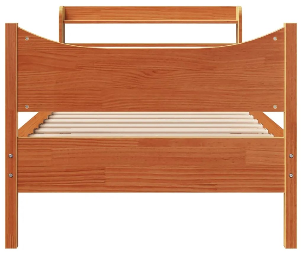 Estrutura cama c/ cabeceira 75x190 cm pinho maciço castanho-mel