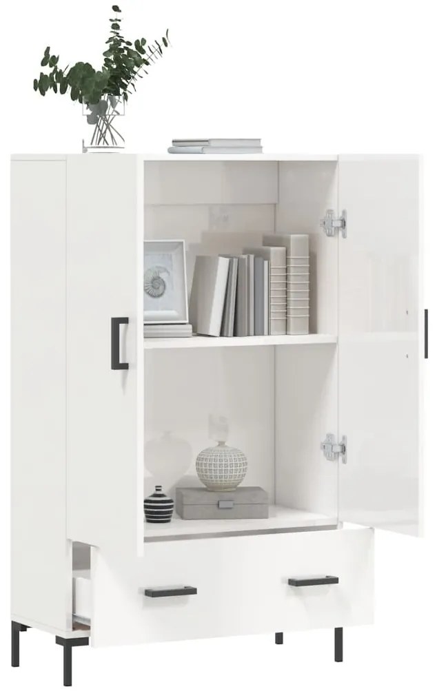 Aparador alto 69,5x31x115 cm derivados madeira branco brilhante
