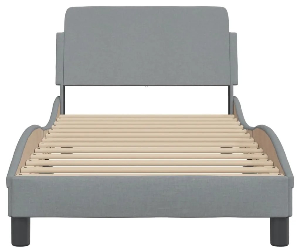 Estrutura de cama sem colchão 90x200 cm tecido cinzento-claro