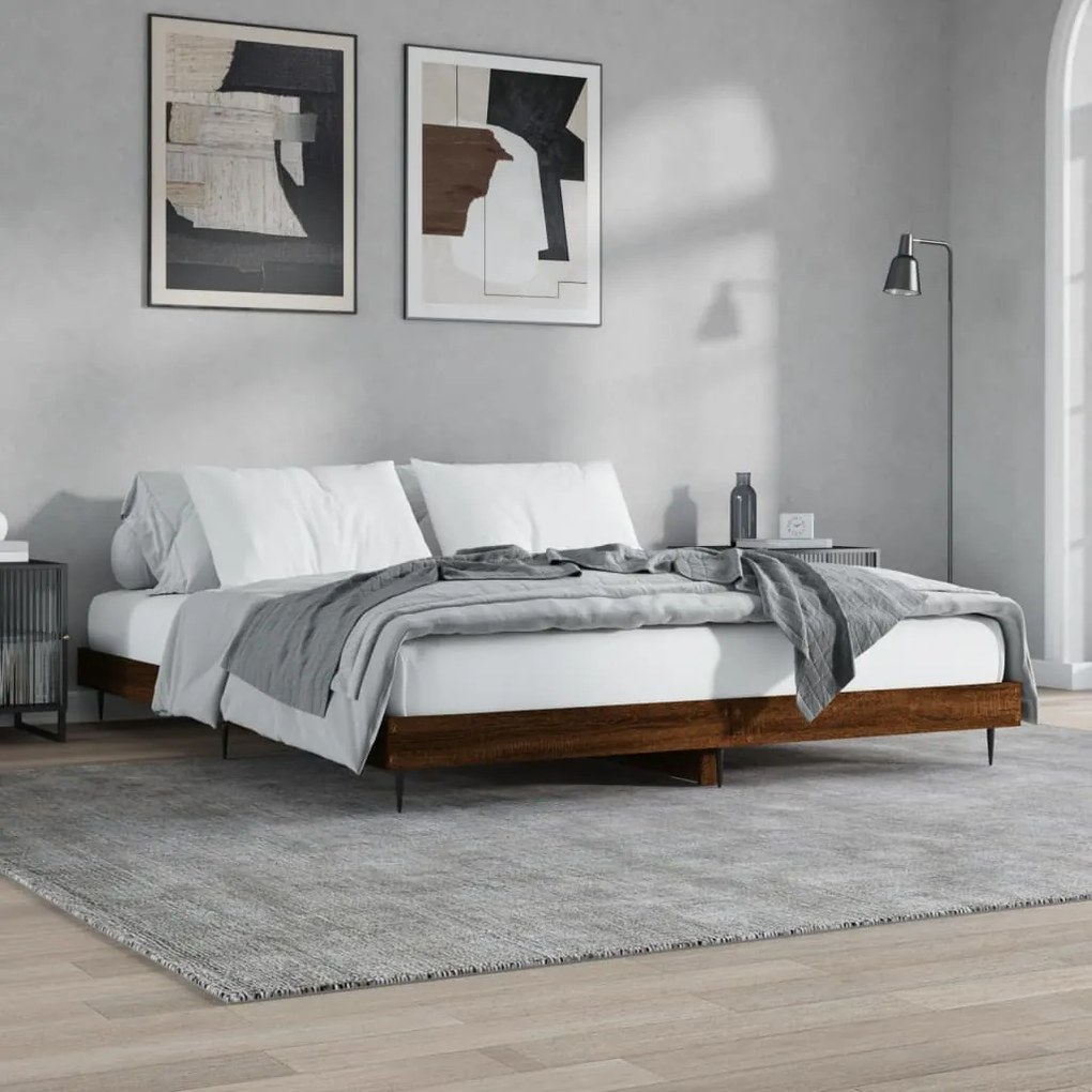 Estrutura cama s/ colchão derivados madeira carvalho castanho