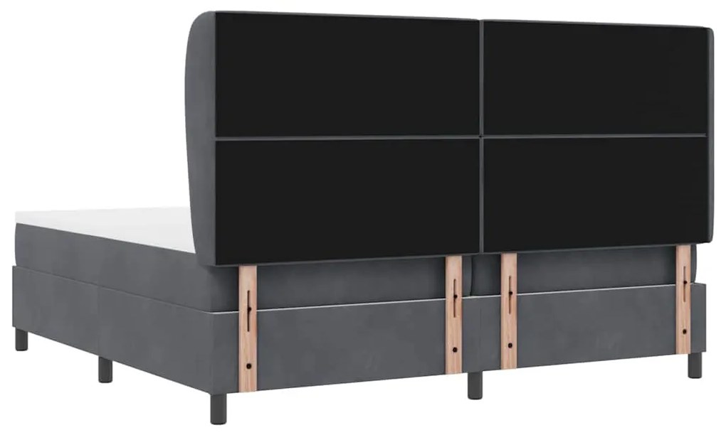 Cama Box com Colchão Cinza Escuro 200x200 cm em Veludo