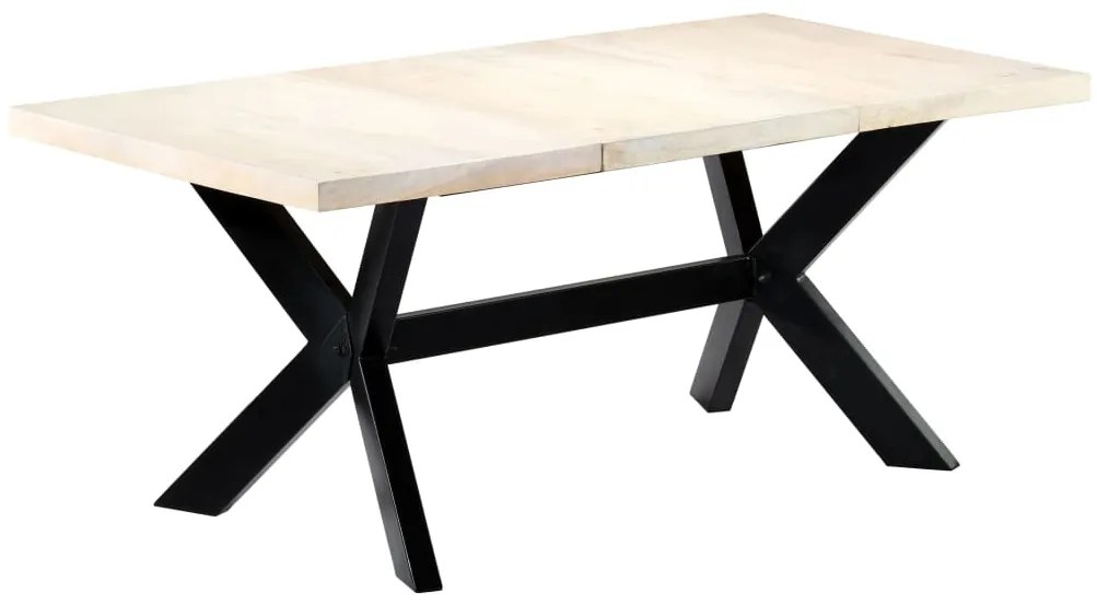 Mesa de jantar 180x90x75 cm madeira de mangueira maciça branco