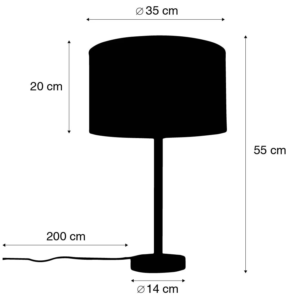 Candeeiro de Mesa Moderno Preto com Abajur de Linho Cinza Claro 35 cm - Simplo