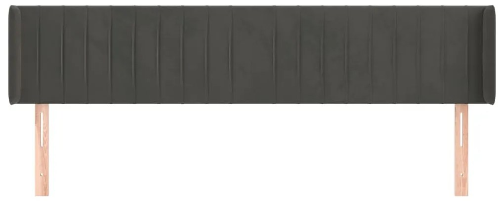 Cabeceira de cama c/ abas veludo 163x16x78/88cm cinzento-escuro