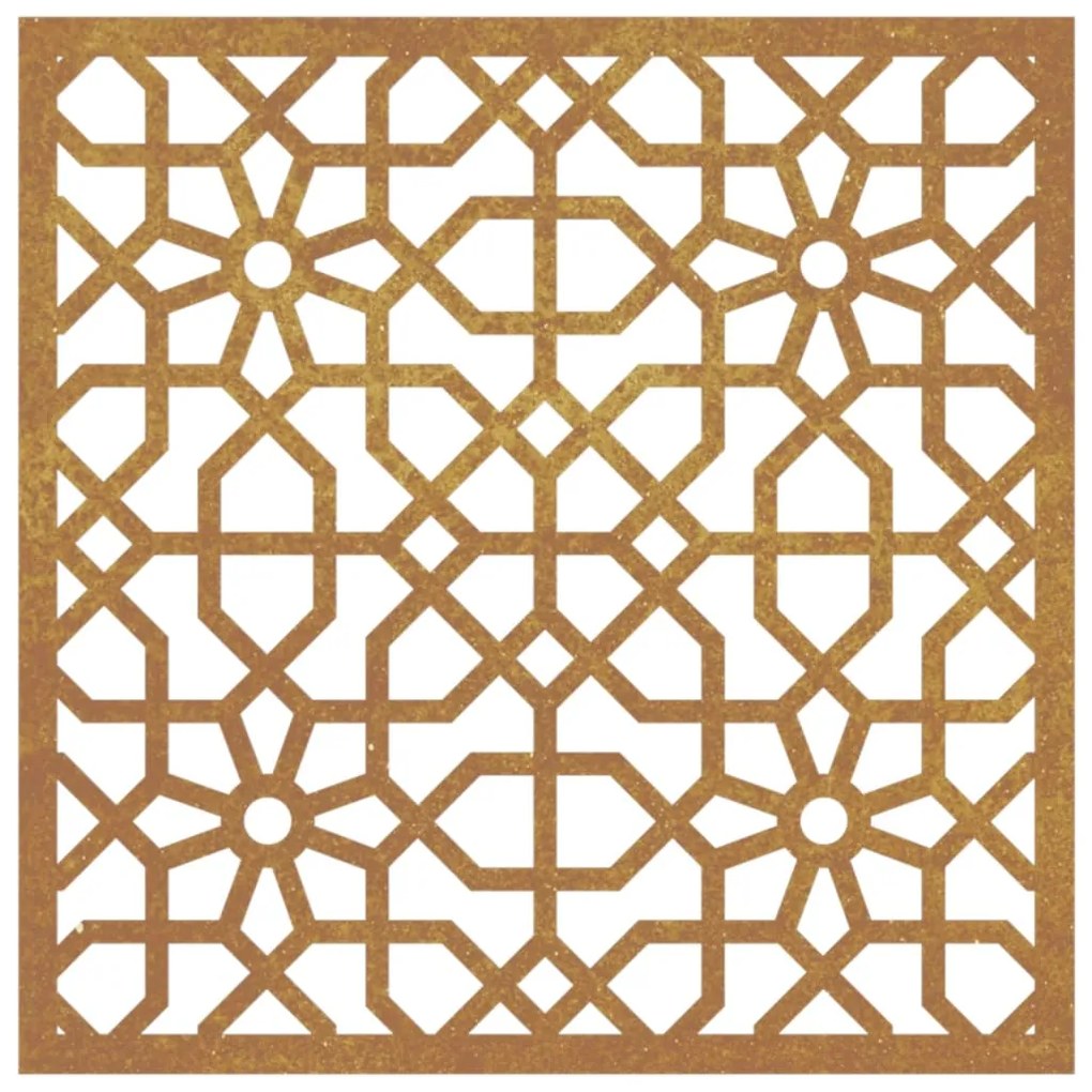 Decoração p/ muro de jardim 55x55 cm aço corten design árabe