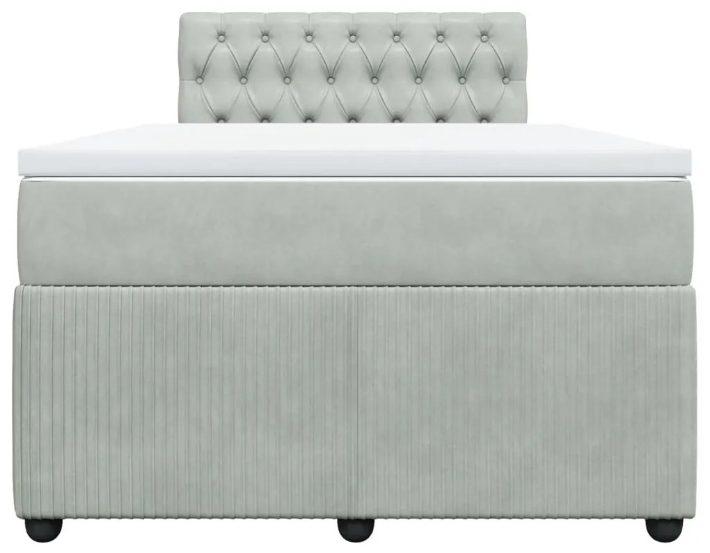 Cama boxspring c/ colchão 120x200 cm veludo cinzento-claro