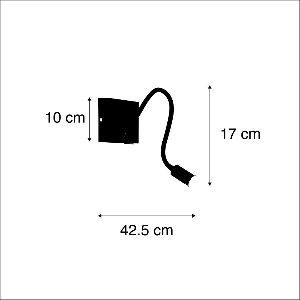 Candeeiro de parede moderno flexível USB preto - Zeno Moderno