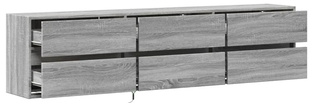 Móvel de parede p/ TV c/ luzes LED 180x31x45 cm cinzento sonoma