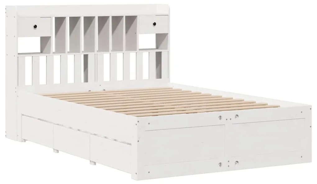 Cama com estante sem colchão 160x200 cm pinho maciço branco