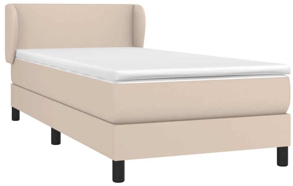 Cama com molas/colchão 90x190 cm couro artificial cappuccino