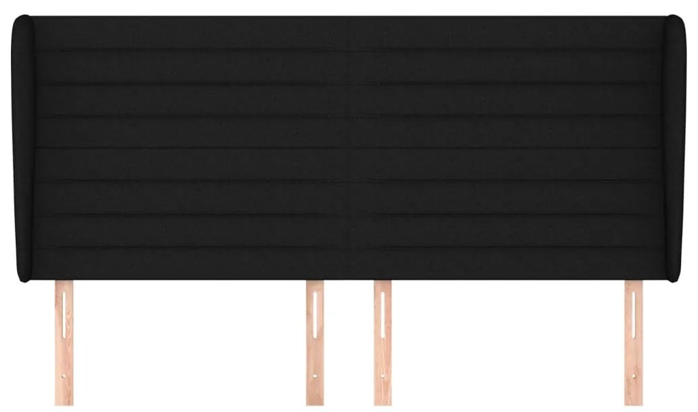 Cabeceira de cama c/ abas tecido 203x23x118/128 cm preto
