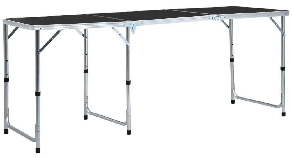 Mesa de campismo dobrável 180x60 cm alumínio cinzento