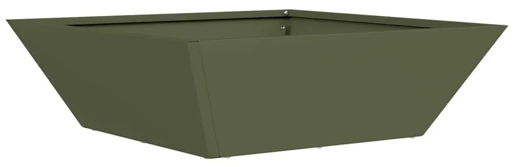 Tigela de Jardim Verde-Azeitona 50x50x15 cm em Aço
