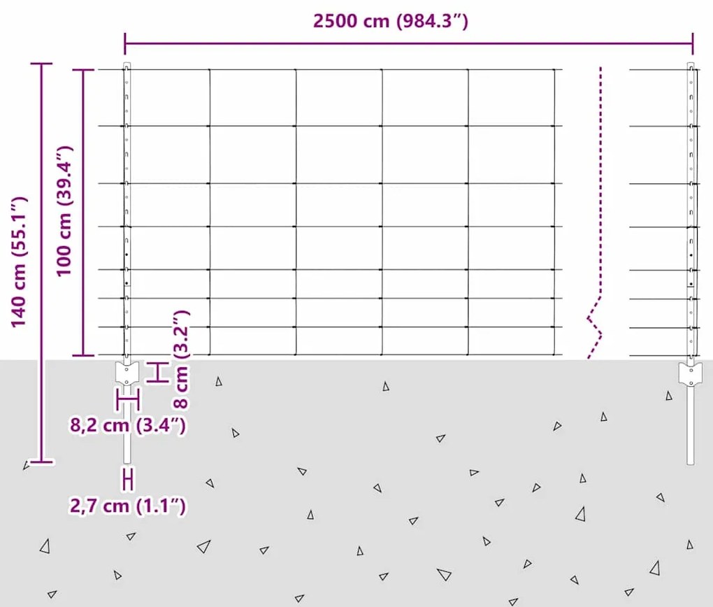 Postes de Cerca vidaXL 22 pcs U-Channel 100 cm Aço Galvanizado