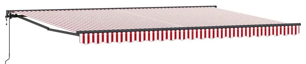 Toldo Retrátil Manual Listrado Vermelho e Branco 500x300 cm
