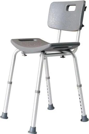 Cadeira de Duche Antiderrapante e Regulável para Banho WC- Cinzento e Prata- 55 x 50,6 x 67,5-85,5 cm (C x L x A)