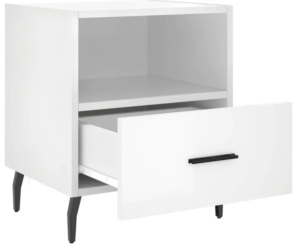 Mesas de cabeceira 2pcs derivados de madeira branco brilhante