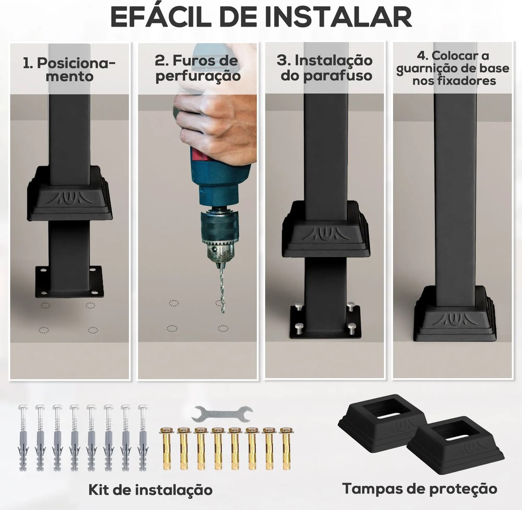 Guarda Corpo para Escada 71 cm Guarda Corpo Metálico com Kit de Instal