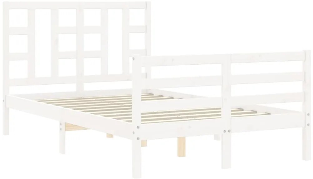 Estrutura de cama de casal c/ cabeceira madeira maciça branco