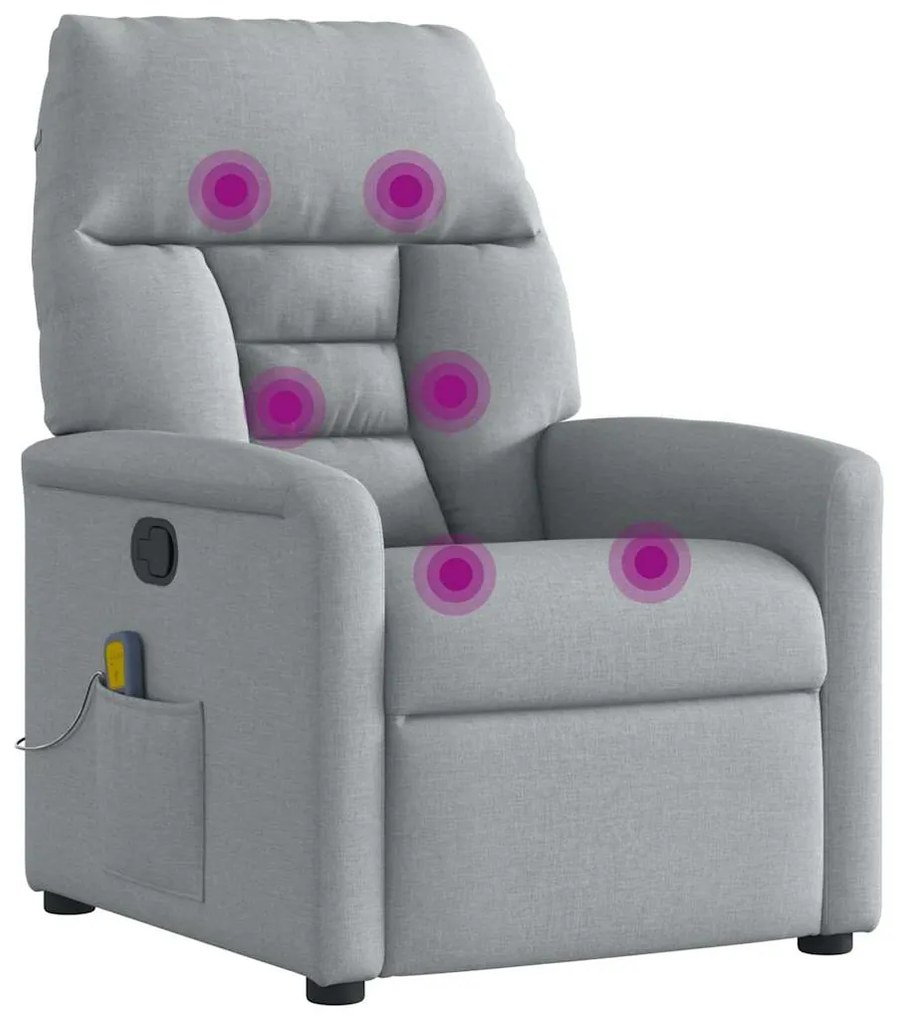 Poltrona de massagens reclinável tecido cinzento-claro