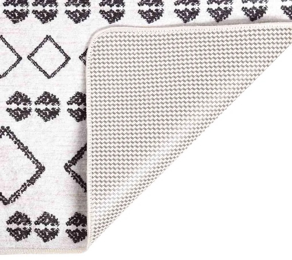 Tapete lavável antiderrapante 120x170 cm preto e branco