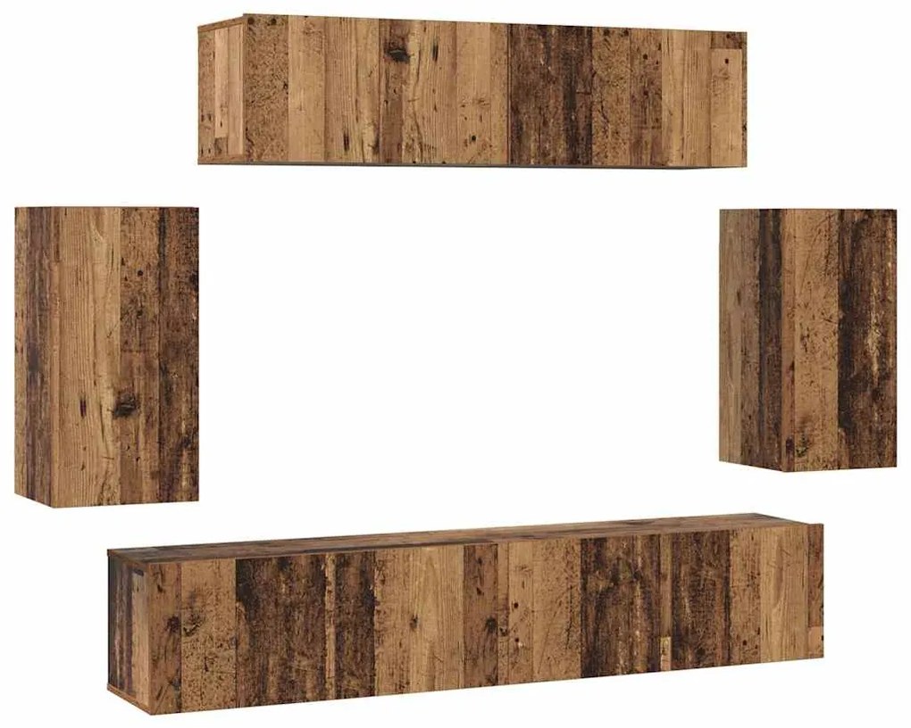 Conjunto de móvel de TV 6 pcs Madeira antiga Médio