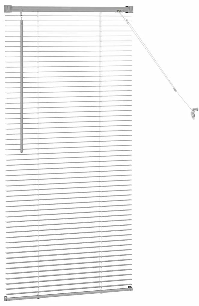 Persiana de Janela com cortinas Manual Prata 80 x 130 cm Alumínio
