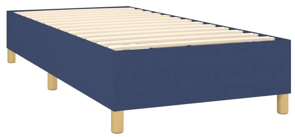 Cama box spring c/ colchão e LED 90x190 cm tecido azul