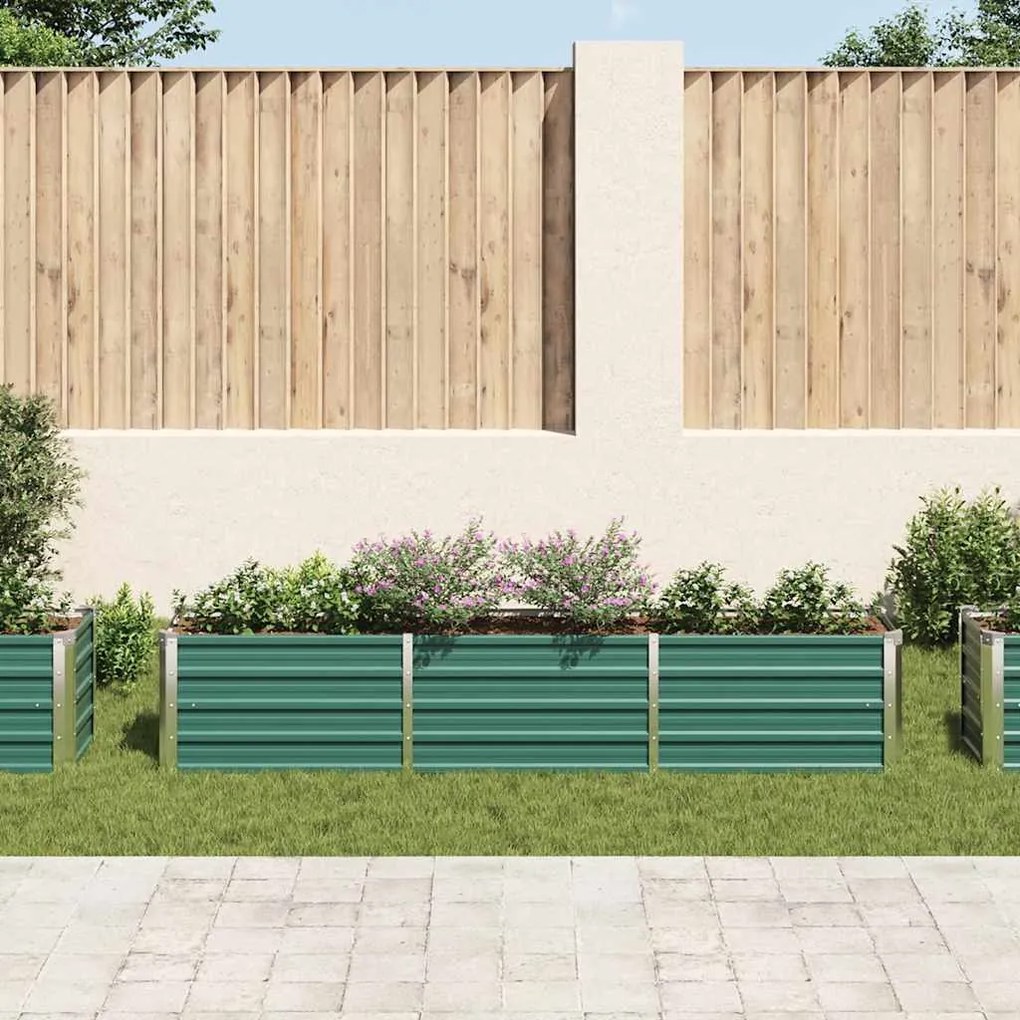 Canteiro elevado de jardim aço galvanizado 240x40x45 cm verde