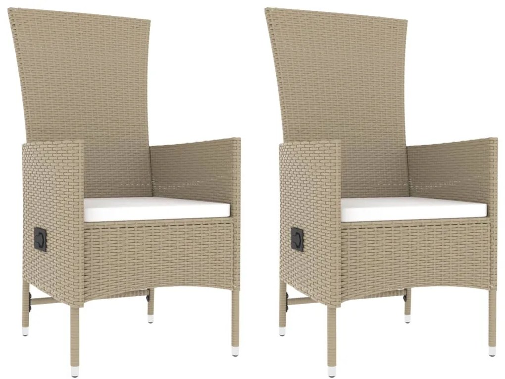 3 pcs conjunto lounge para jardim vime PE e aço bege