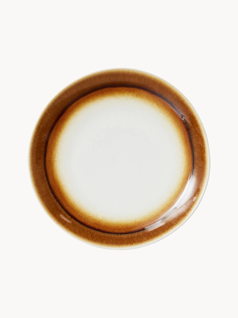 Pratos de jantar artesanal com vidrado reativo 70's, conjunto de 2