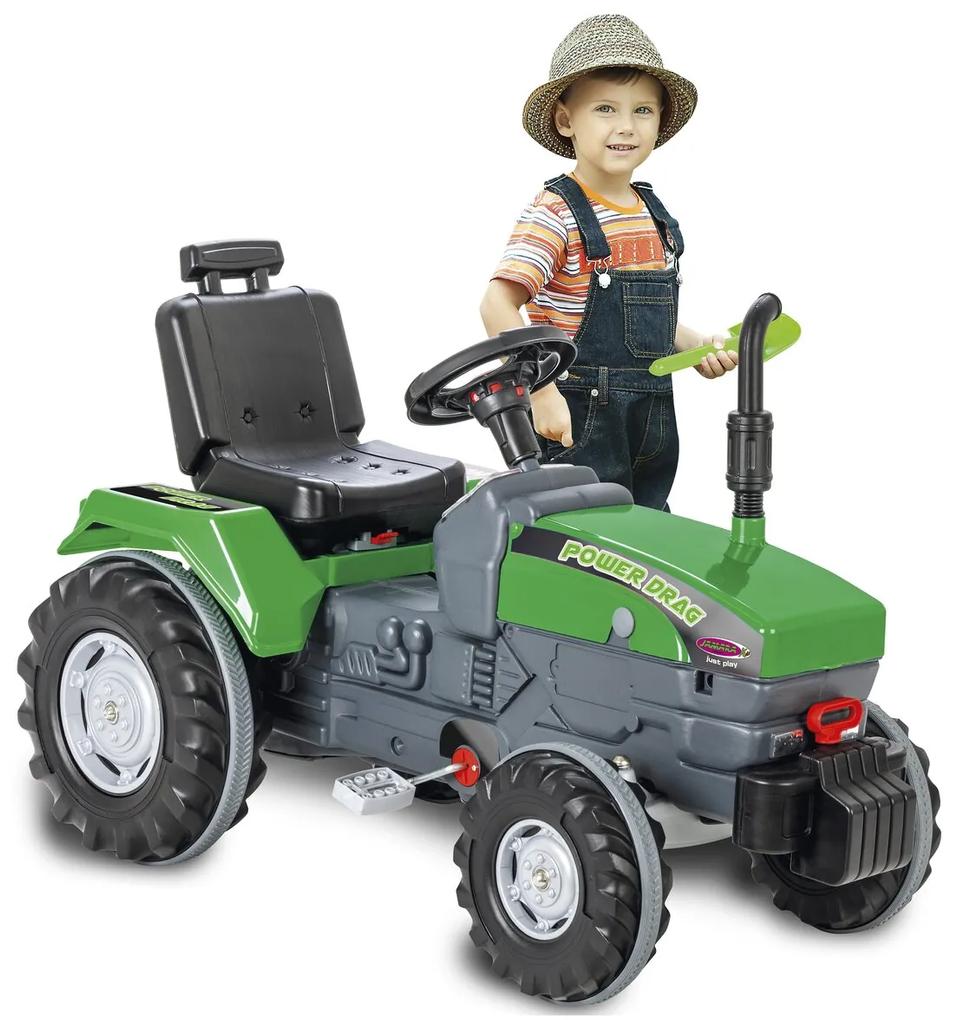 Tractor a pedais para crianças Power Drag Verde