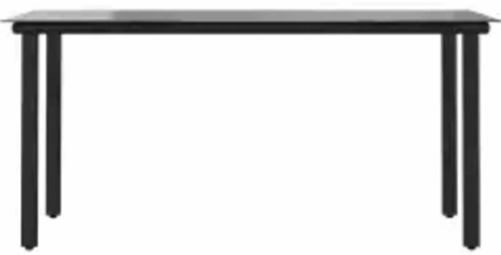 Conjunto de jantar jardim 7 peças almofadas vidro vime PE preto