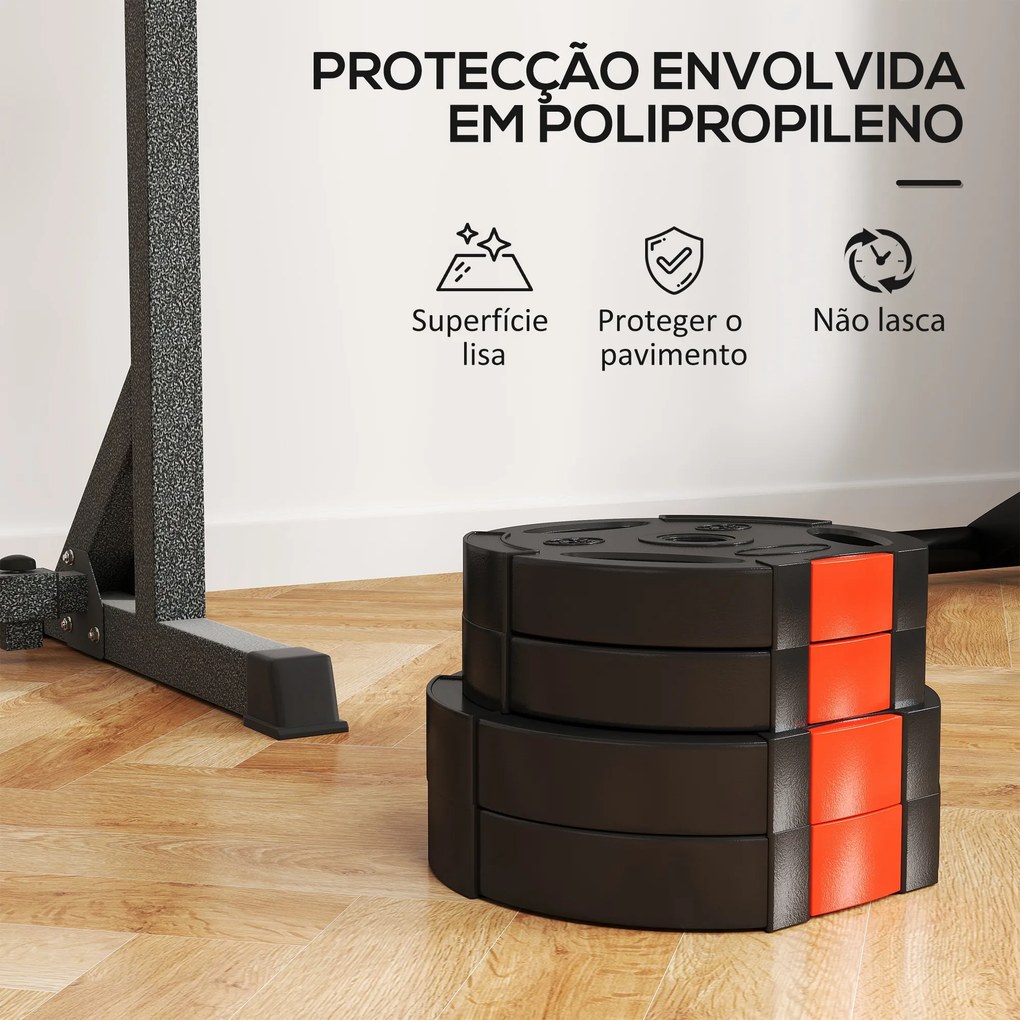 Conjunto de Discos de Pesos de 4 Peças 2x5 kg e 2x2,5 kg (BARRA NÃO INCLUIDA) com Orifícios de 2,5 cm para Treino Fitness Preto