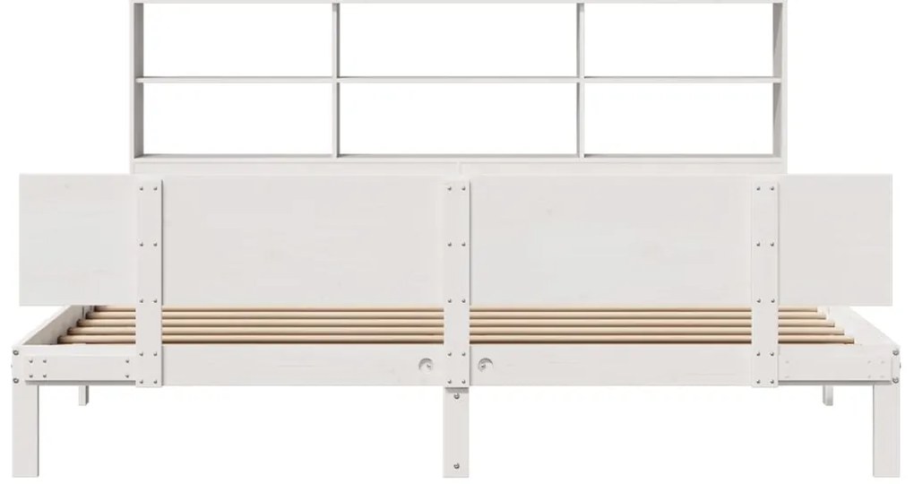 Cama com estante sem colchão 200x200 cm pinho maciço branco