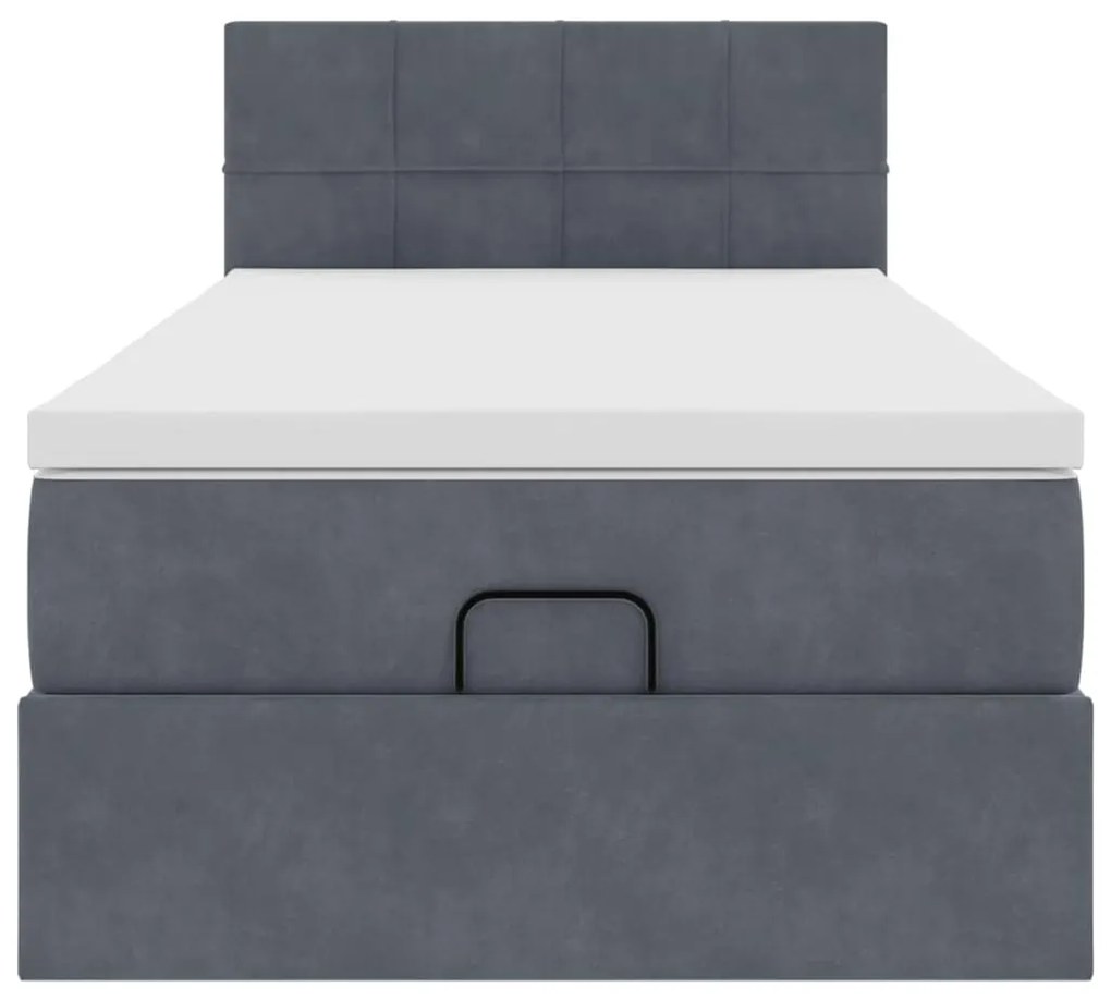 Estrutura cama otomana colchão 90x190 cm veludo cinzento escuro