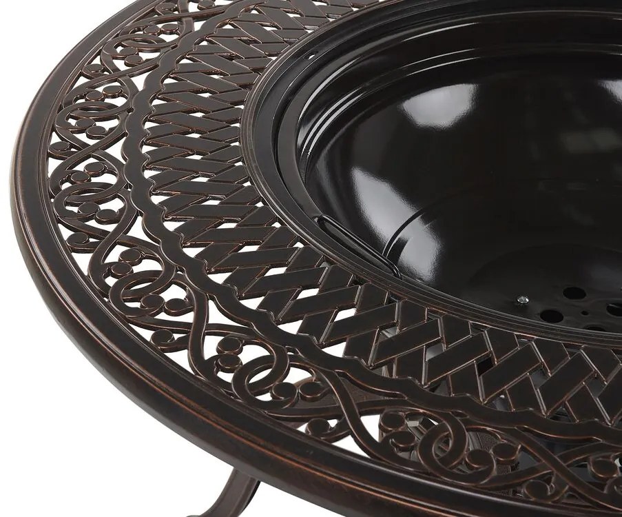 Mesa de jardim com lareira em alumínio castanho escuro ⌀ 105 cm MANFRIA Beliani
