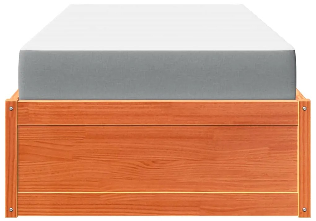 Cama com colchão 90x200 cm pinho maciço castanho-mel