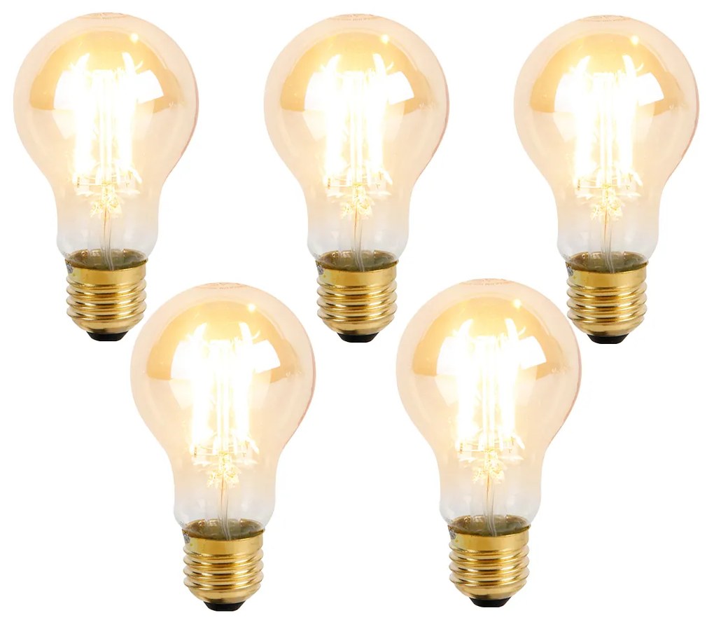 Conjunto de 5 lâmpadas LED dimerizáveis E27 3-níveis A60 Goldline 5W 530lm 2200K