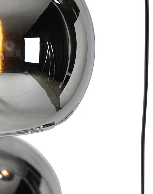 Candeeiro de suspensão Art Déco preto com vidro fumado 4 luzes - Wallace Art Deco