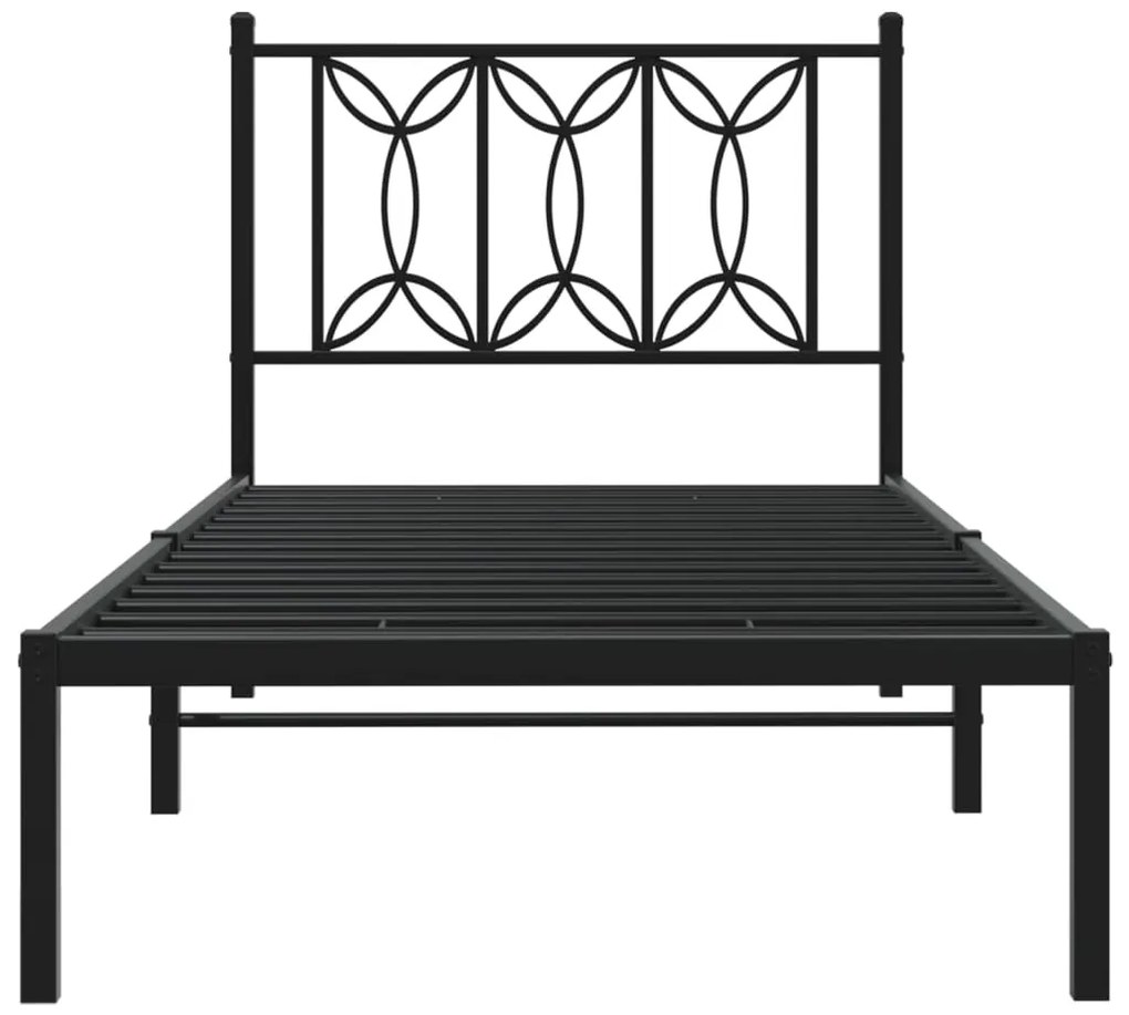 Estrutura de cama com cabeceira 90x190 cm metal preto