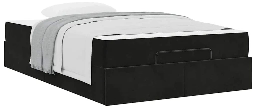 Estrutura da Cama com armazenamento Preto 140 x 190 cm Veludo