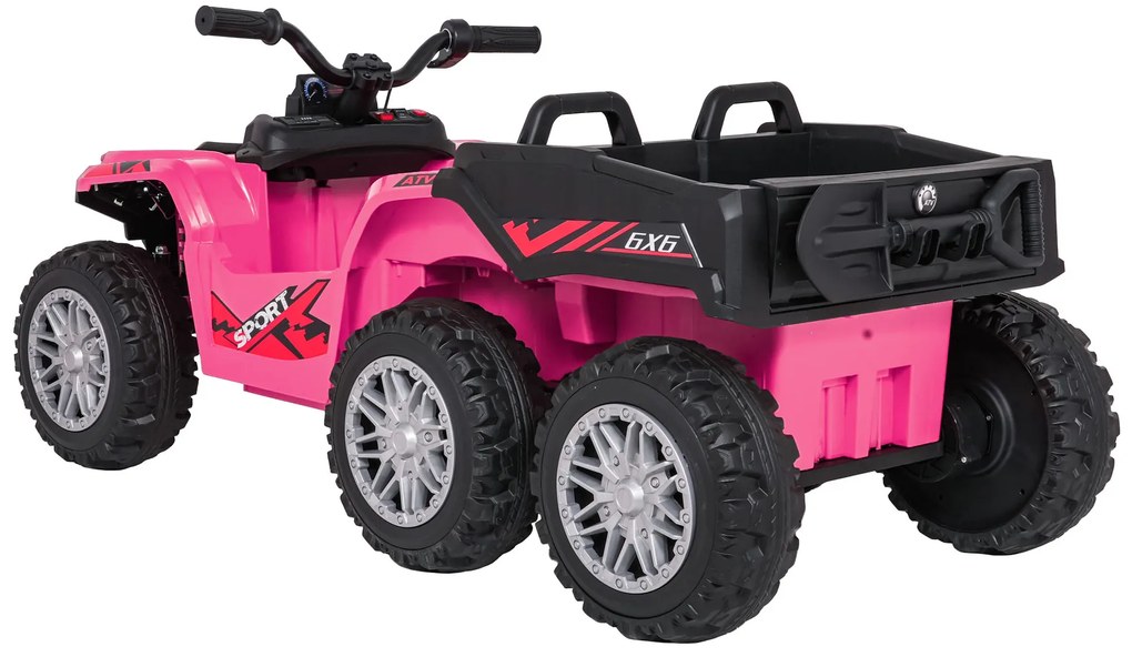 Moto 4 elétrica para crianças 12V 4x4 Sport TX ATV, Rodas Espuma EVA, assento couro ecológico Rosa