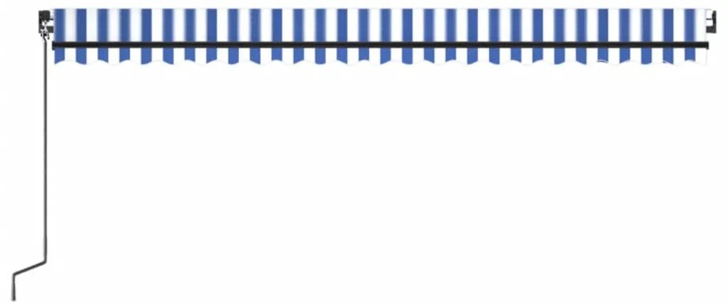 Toldo retrátil manual com LED 500x350 cm azul e branco
