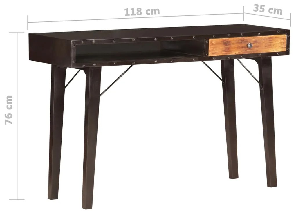 Mesa consola 118x35x76 cm madeira recuperada maciça