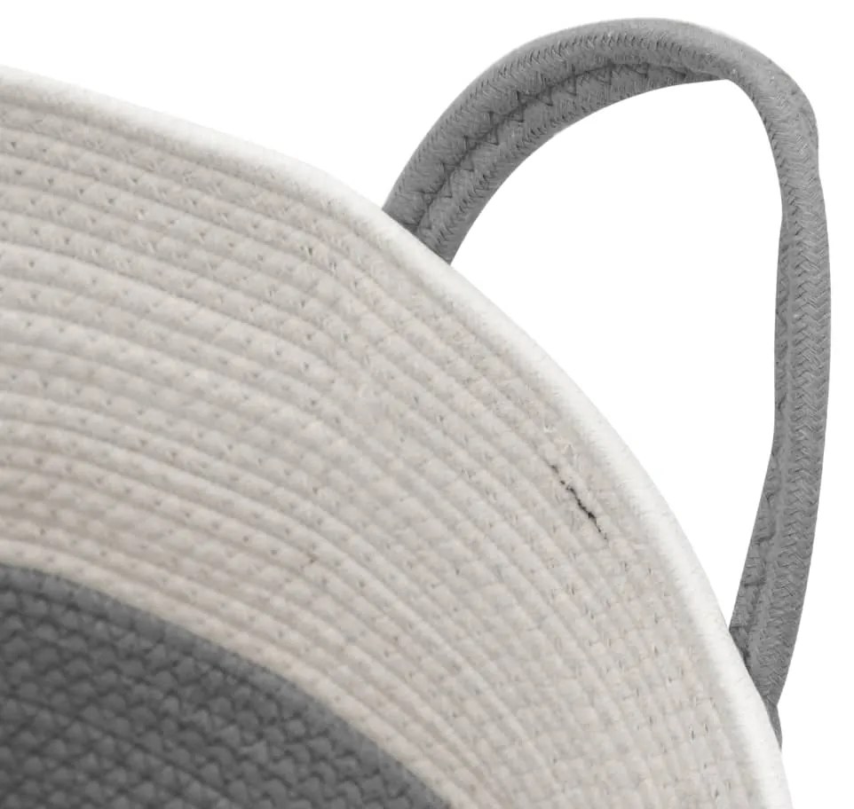Cesto de arrumação Ø51x33 cm algodão cinzento e branco