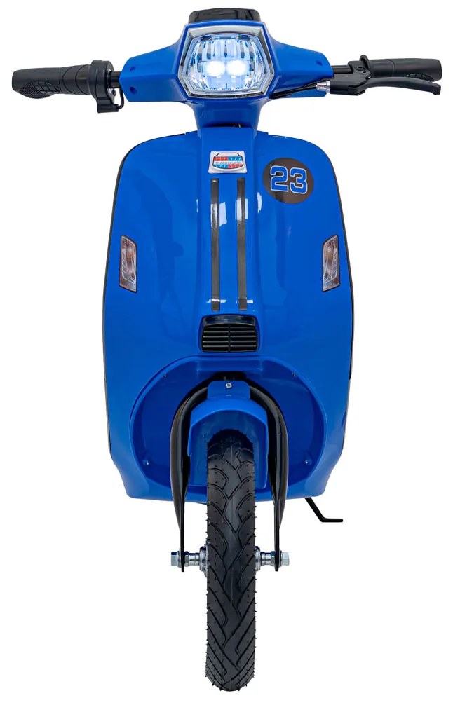 Vespa elétrica para Crianças 24V Retro Scooter 23, Rodas AR assento couro ecológico Azul