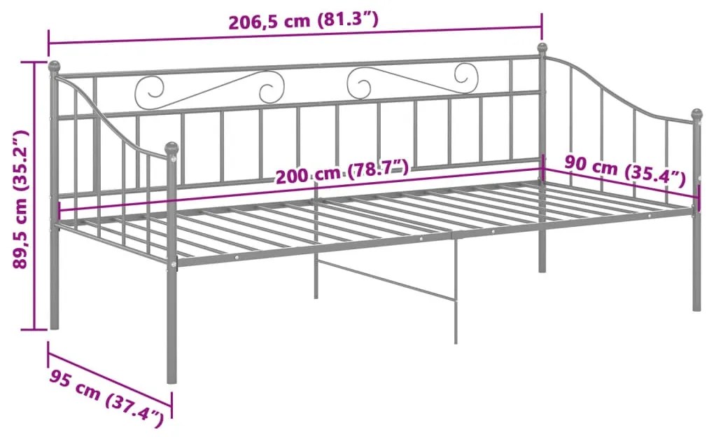 Sofá-cama 90x200 cm metal cinzento