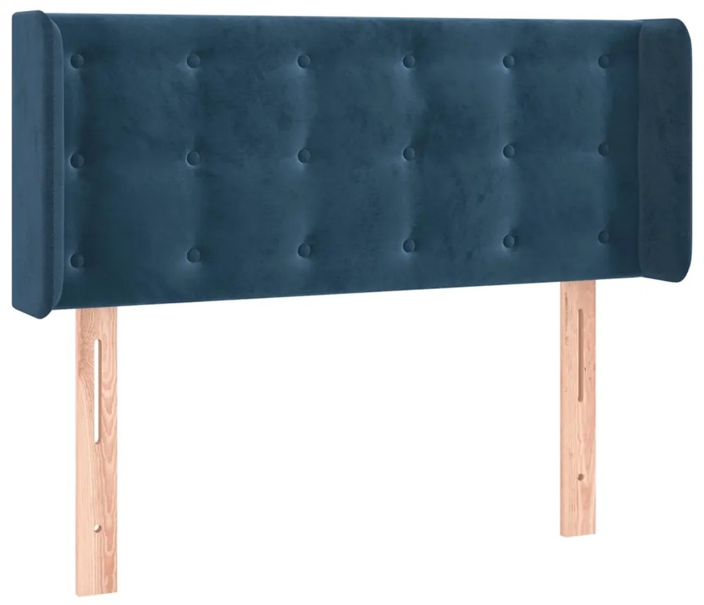 Cabeceira de cama c/ luzes LED veludo 83x16x78/88cm azul-escuro