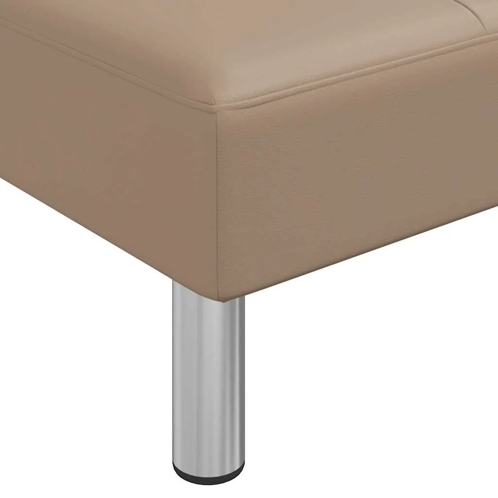 Sofá-cama em forma de L 255x140x70 cm couro artif. cappuccino